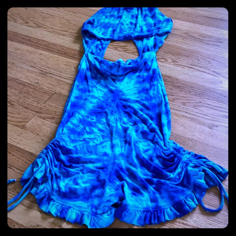 Custom warrior within blue tie dye onesie
